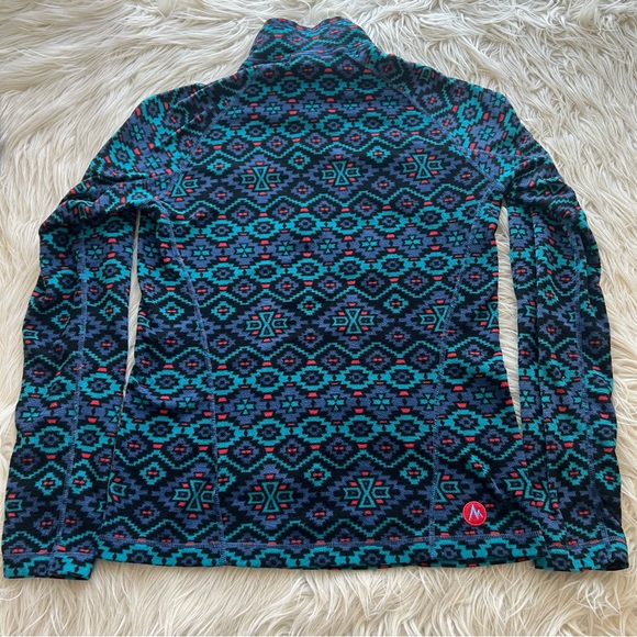Marmot Fleece Jacket Rocklin Half Zip Blue Geometric Hiking Gorp Women’s M - Picture 7 of 9